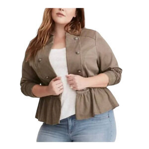 Torrid Peplum Military Open Jacket Coat